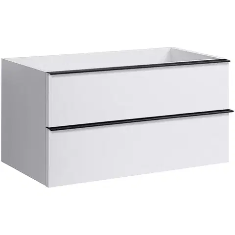 Kúpeľňový nábytok CERANO - Kúpeľňová skrinka pod umývadlo s úchytkou Velora - biela matná, čierna úchytka - 79x53x46,5 CER-664903