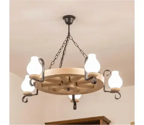 Svietidlá BRILAGI - Luster na reťazi ROATA 5xE14/40W/230V dub EX-01092