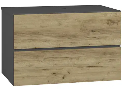 Kúpeľňový nábytok NABBI Baleta S80 kúpeľňová skrinka pod umývadlo antracit / craft zlatý