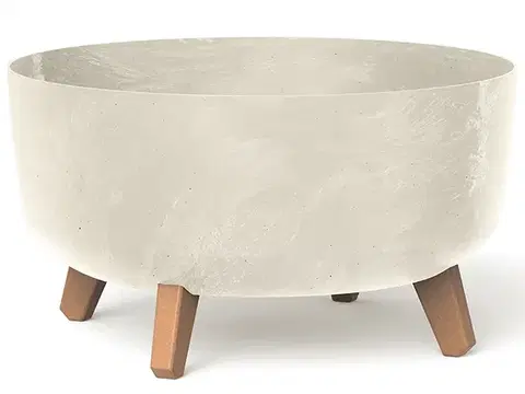 Kvetináče a truhlíky NABBI DGRL400LE plastový kvetináč na nožičkách 38 cm krémová