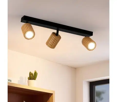 Svietidlá BRILAGI - Bodové svietidlo MODERN WOOD 3xGU10/8W/230V drevo/čierna BRI378