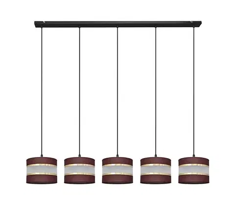 Svietidlá  Luster na lanku HELEN 5xE27/15W/230V hnedá/čierna/zlatá W-L 0801/5 BK-B +BR+GO+MAT