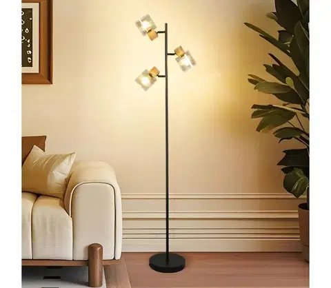 Lampy BRILAGI - Stojacia lampa HYGGE 3xE14/15W/230V drevo/dymová BRI408