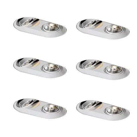 Zapustené svietidlá Sada 6 zaoblených zapustených bodových svetiel biela GU10 70 mm 2-svetelné - Hubs