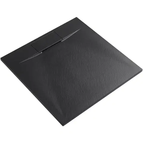Vane CERANO - Sprchová vanička čtvercová Enzo - SMC/minerální kompozit - strukturovaná černá matná - 80x80x3  CER-666049