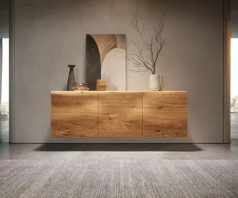 Komody DELIFE Komoda New Live-Edge 145 cm dub prírodný závesné 3 dvierka