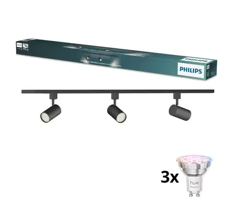 Svietidlá Philips - LED stmievateľné bodové svietidlo pre lištový systém EASYLINK 3xGU10/4,7W/230V 1m čierna P7613+3xP7029