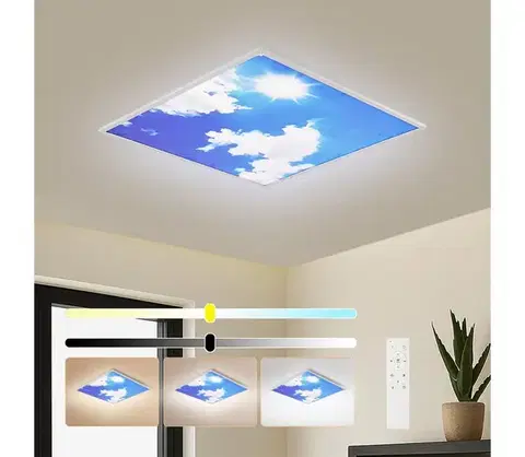 Svietidlá BRILAGI-LED Stmievateľné svietidlo SLIMFRAME SKY LED/58W/230V 60x60 cm strieborná/modrá + diaľkové ovládanie BRI498