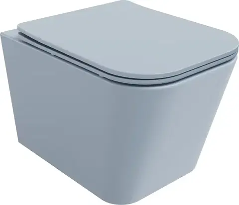 Záchody MEXEN - Teo Závesná WC misa Rimless vrátane sedátka s slow, Duroplast, šedomodrá mat 30854069