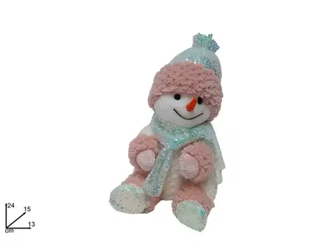 Vianočné dekorácie MAKRO - Snehuliak sediaci 24cm