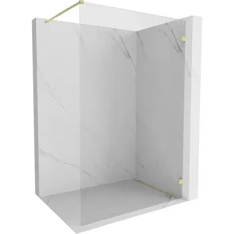 Sprchové dvere MEXEN/S - Lunar Sprchová zástena WALK-IN pravá 60 x 200, transparent 8 mm, zlato kefovaná 830-060-000-55-00-P