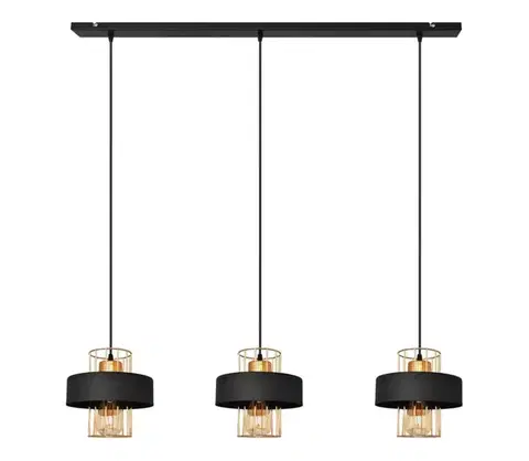 Svietidlá  Luster na lanku VOLTA 3xE27/15W/230V čierna/ružové zlato W-L 1377/3 BK+BR