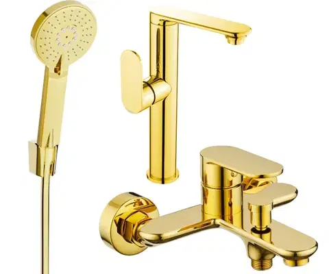 Kúpeľňové batérie MEXEN/S - Milo R40 Set umývadlovej a vaňovej batérie s príslušenstvom, zlato 713153R40-50