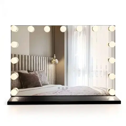Kúpeľňové zrkadlá REA - Zrkadlo LED HOLLYWOOD Black HOM-12011