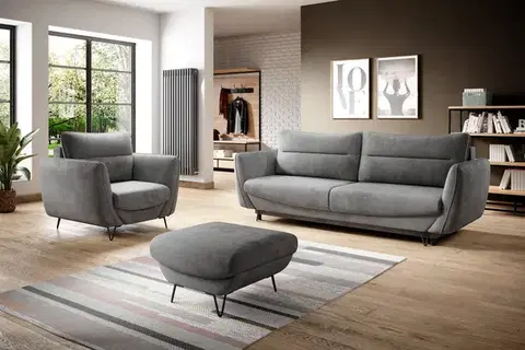 Sedacie súpravy NABBI Salma 3+1+1 rozkladacia sedacia súprava s úložným priestorom svetlosivá