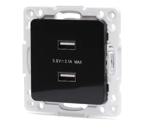 Predlžovacie káble  B.V.  - USB napájacia zásuvka bez rámčeka 2x USB-A čierna B20101QQY