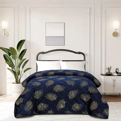 Prehozy na posteľ Prikrývka na posteľ Poli 2504-2 tmavomodrá 170x220 cm