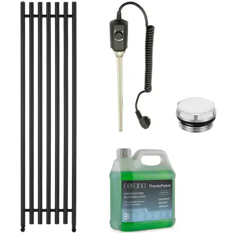 Doplnky do kúpeľne CERANO - Kúpeľňový elektrický radiátorový set Valerio - 900W - čierna matná - 1560x390 mm CER-978861