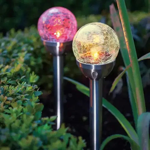 Solárne dekoračné lampy Solárna lampa GUĽA RGB 8CM CRACK EKO0614