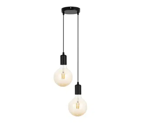 Svietidlá  Luster na lanku MIROS 2xE27/60W/230V guľatý čierna 0057