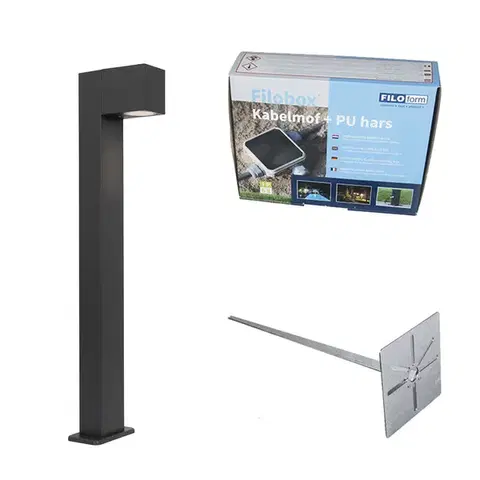 Zahradne stlpove lampy Industriálne vonkajšie stojace svietidlo tmavošedé 65 cm IP44 - Baleno