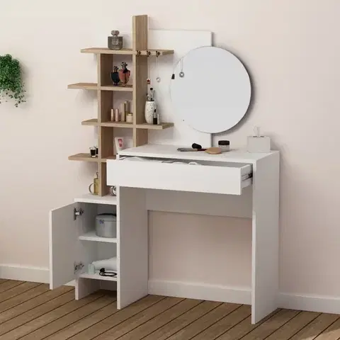 Toaletné Toaletný stolík Mup - White, Oak