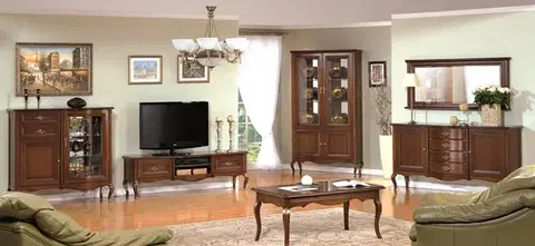 Obývacie steny TARANKO Prato rustikálna obývacia izba s osvetlením višňa 02