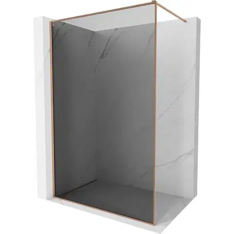 Sprchové dvere MEXEN/S - Kyoto-F Sprchová zástena WALK-IN s rámom 100 x 202, grafit 8 mm, meď kartáčovaná 800-100-104-65-40
