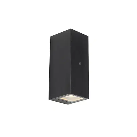 Vonkajsie svetlo so senzorom Nástenná lampa čierna 2-svetlo IP44 so senzorom súmraku - Baleno II