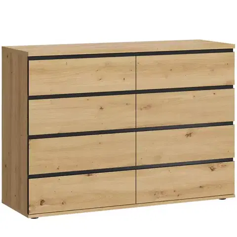 Komody do spálne Komoda Naxos 8s dub artisan/dub artisan čierna mat