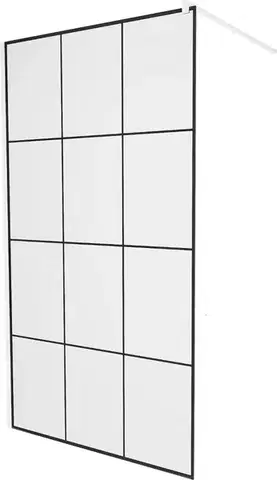 Sprchové dvere MEXEN/S - KIOTO Sprchová zástena WALK-IN 120 x 200, transparent/čierny vzor 8 mm, biela 800-120-101-20-77