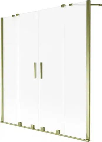 Sprchové dvere MEXEN/S - Velar Duo dvojkrídlová posuvná vaňová zástena 140 x 150 cm, dekor, zlatá 896-140-000-32-50