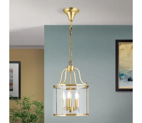 Svietidlá Orion - Luster na reťazi BRUNO 3xE14/40W/230V pr. 25 cm zlatá HL 6-1677/3 bronze