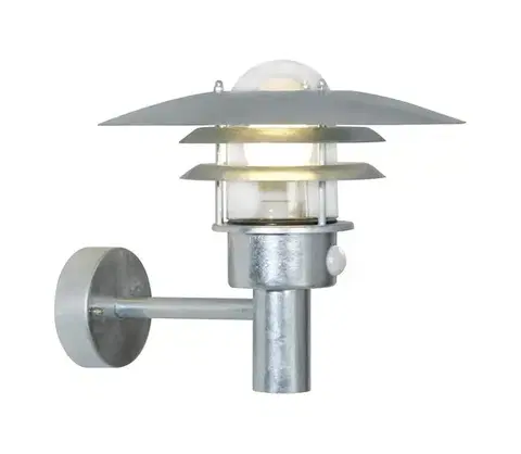 Svietidlá Nordlux - Vonkajšie nástenné svietidlo so senzorom LONSTRUP 1xE27/60W/230V IP44 strieborné 71412031