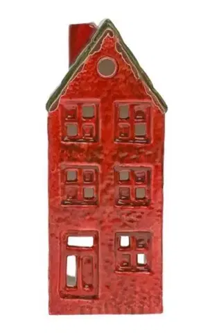 Vianočné dekorácie Kinekus Dekorácia domček / svietnik 17 cm porcelán červený