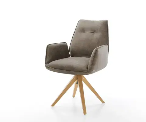 Jedálenské stoličky DELIFE Jedálenská stolička Zoa-Flex mikrovlákno taupe vintage drevená podstava hranatá prírodná vrecková pružina