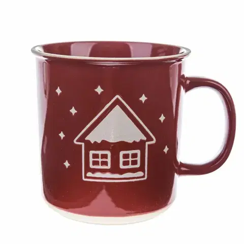 Hrnčeky a šálky Vianočný keramický hrnček Snowy cottage červená, 710 ml