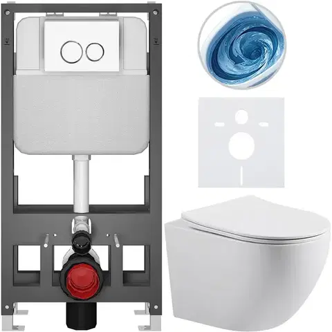 Záchody CERANO - Kompletný WC set Basic/Cesso - biela lesklá - WC tlačidlo Dualo/Biela - voľne stojaca - predstenová inštalácia - 49x36 CER-8050BD85972