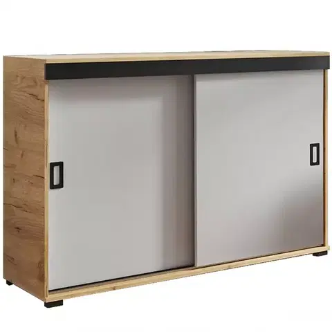 Komody do spálne Komoda Retro 120 Craft/Biely + Čierna Rukoväte