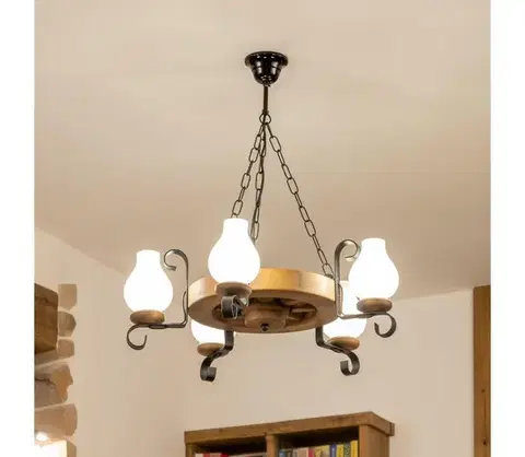 Svietidlá BRILAGI - Luster na reťazi ROATA 5xE14/40W/230V, priemer 50 cm, buk EX-01059