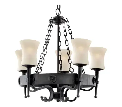 Svietidlá Searchlight 0815-5BK - Závesný luster na reťazi CARTWHEEL 5xE27/60W/230V čierna 0815-5BK