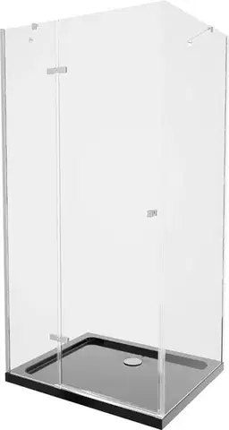 Vane MEXEN/S - Roma sprchovací kút 80x100, transparent, chróm + čierna vanička so sifónom 854-080-100-01-00-4070