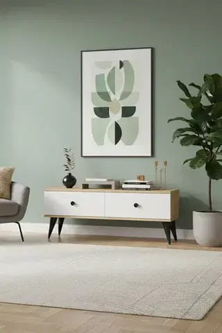 TV stolíky TV stolík Mona 120 - Sapphire Oak, White
