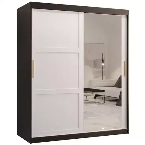 Šatníkové skrine Skriňa Amiro 2 150 čierny/biely