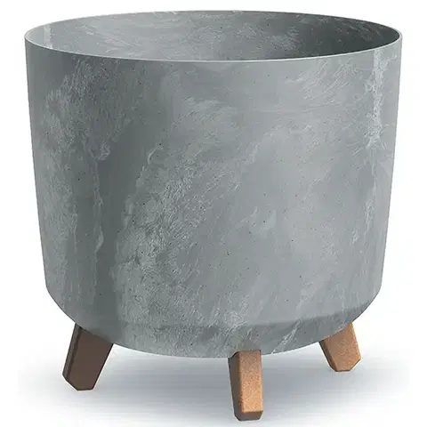 Kvetináče a truhlíky NABBI DGTL300LE plastový kvetináč na nožičkách 29,8 cm sivý betón