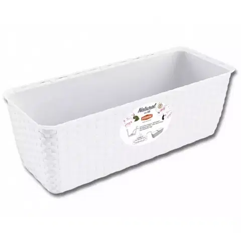 Záhrada Truhlík samozavlažovací NATURAL plastový 30x13x11cm biely