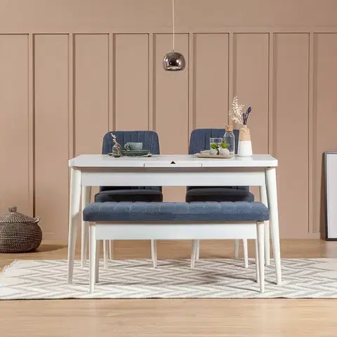 Jedálenské sety Jedálenský set s rozkladacím stolom a stoličkami (4 kusy) Vina 1048 - Dark Blue, White