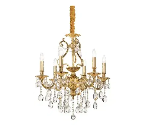 Svietidlá Ideal Lux - Krištáľový luster na reťazi GIOCONDA 6xE14/40W/230V pr. 62 cm zlatá 060507