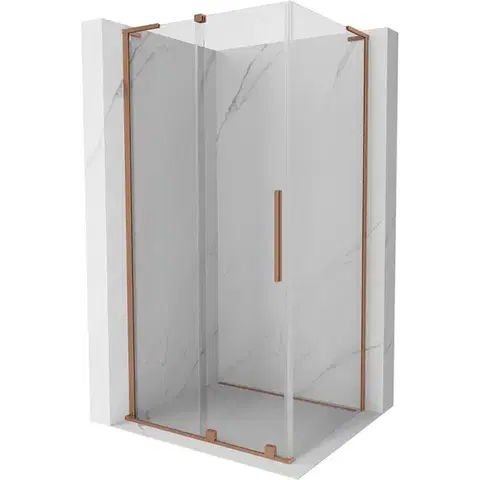 Sprchovacie kúty MEXEN/S - Velar L sprchovací kút, posuvné dvere 110 x 120, transparent, meď kartáčovaná 871-110-120-03-65