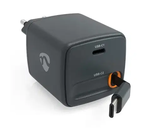 Predlžovacie káble  WCHARC65WBK - Nabíjačka so zatahovacím káblom Power Delivery 65W 2x USB-C čierna WCHARC65WBK